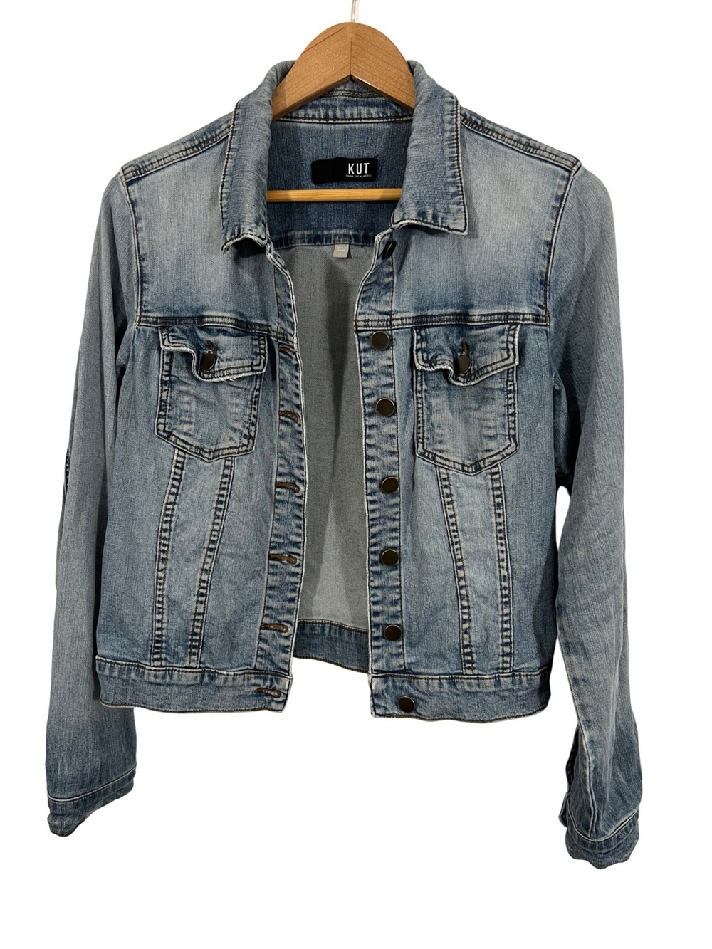 Kut From The Kloth Helena Denim Jacket Women’s Large Stretch Jean Jacket